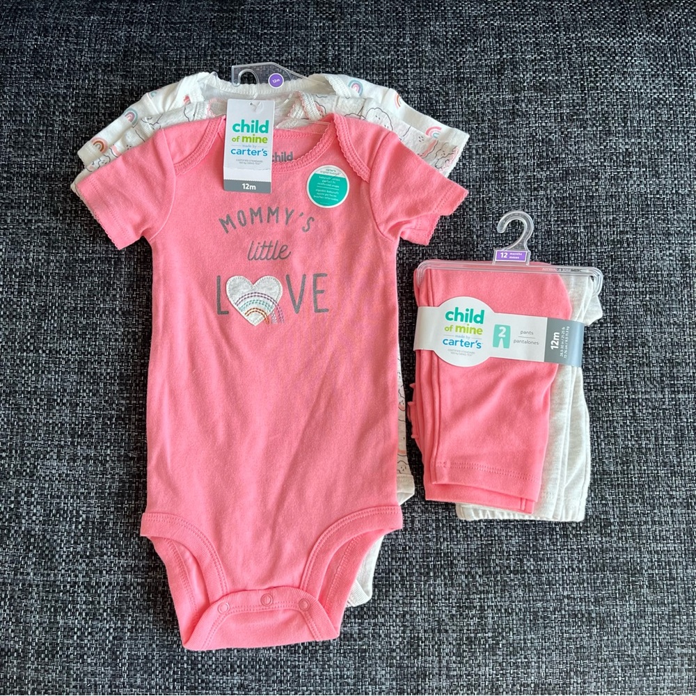 NWT Carter’s  Onesies and Pants Bundle Size 12 Months